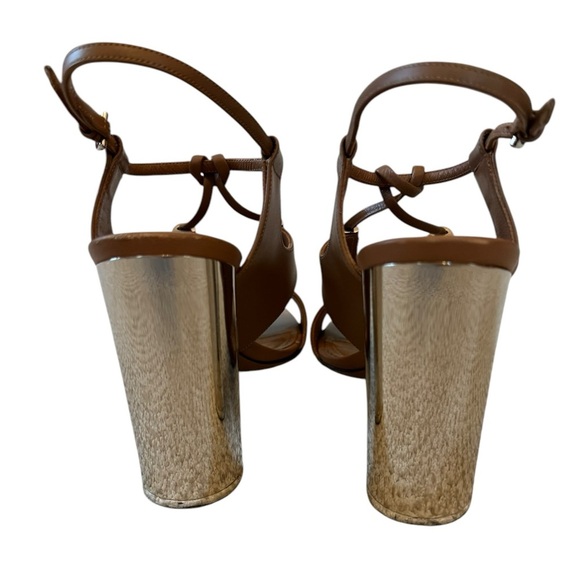 Salvatore Ferragamo Leather Galilea Sandals Block Heel Size 7.5 w/ Dust Bag - Picture 7 of 11